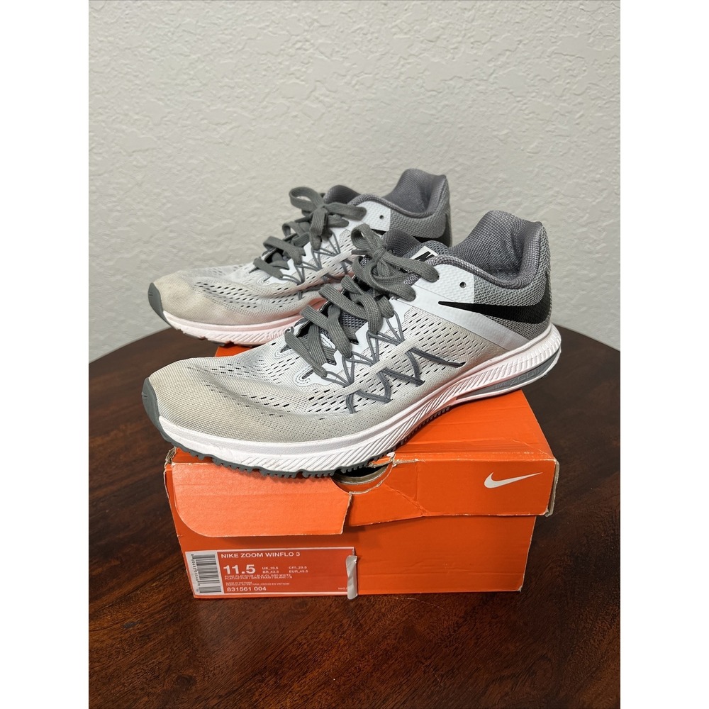 Nike Men's Zoom Winflo 3 Gray & White‎ Athletic Running Shoes Size 11.5